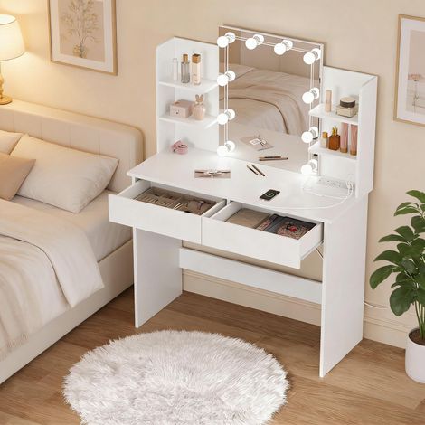 Table à langer, coiffeuse moderne, bureau avec miroir (coiffeuse uniquement) avec plateau stable pour une installation en toute sécurité