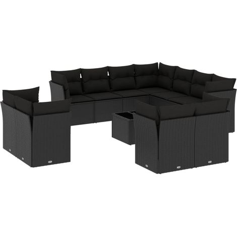 Maison Exclusive - 12-tlg. Garten-Sofagarnitur mit Kissen Schwarz