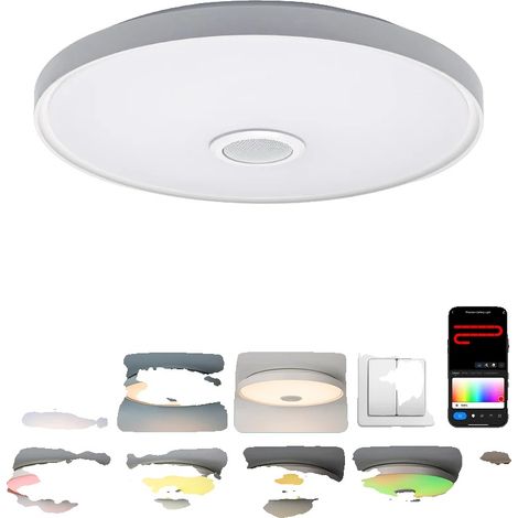 Lámpara de techo, modos de iluminación RGB múltiples, control inteligente Tuya, 46 cm, ajustable. (1/2)