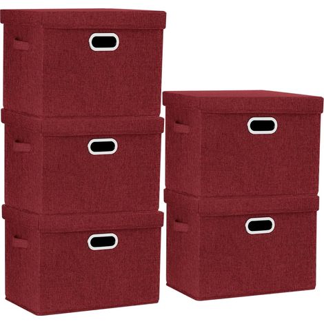 Lot de 5 Boîte de rangement, Pliable, Lavable, Tissu, 44x30x29 cm, 35 L, Pour maison et bureau (1/5)