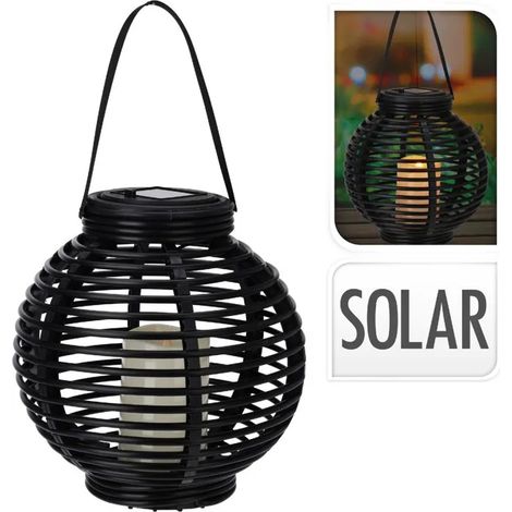 Progarden Linterna Solar Negra Bola 21 cm LED Amarillo (1/3)