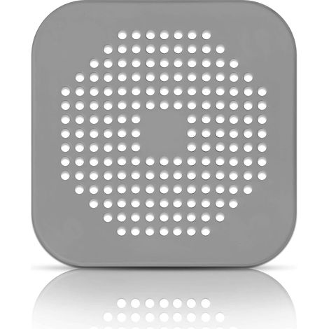 1 Filtre Cheveux,Silicone Souple,Grille Baignoire Douche,Évier Cuisine,Anti-Bouchon Gris (1/5)