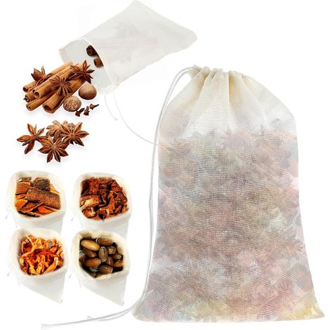 Lot de 24 sacs en coton - Petit sac en coton - 15 x 10 cm - Avec cordon de serrage - Petits sacs en toile de jute - Réutilisables - Pour sachets de thé, café, épices (1/5)