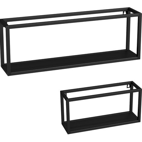 Étagères murales lot de 2 en acier noir, grande et petite, charge 15 kg chacune, design géométrique moderne pour salon, entrée, bureau et cuisine  CHICFURN (1/5)