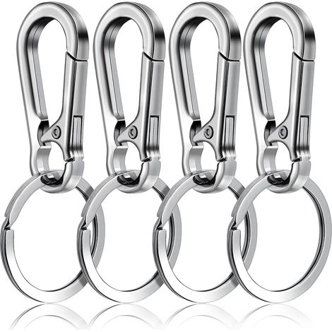 Filiyano-Lot de 4 clips pour médailles d'identification pour animaux, crochets porte-clés robustes en acier inoxydable pour laisses et harnais de (1/5)