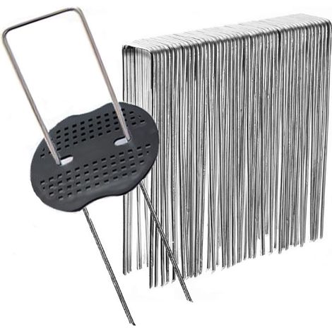 Pics de jardin, pics de camping, 50 pics + 50 rondelles, acier (150x40x3mm), adaptés aux jardins, au paillis et au gazon artificie (1/5)