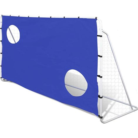 But de football avec cible de tir, cadre en acier, bleu et blanc, 240 x 92 x 150 cm - PANGIVO (1/5)