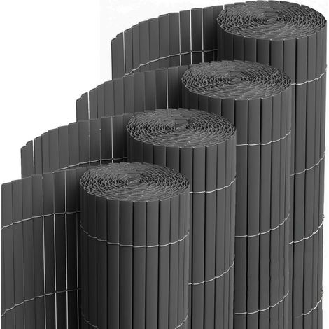 Canisse brise-vue - JUANIO - Lot de 4 canisses en PVC tube plat - Hauteur 80 cm - Longueur 500 cm - Gris