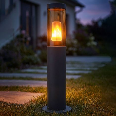 LED Sockelleuchte Wegeleuchte Außenlampe Garten Feuer-Effekt Anthrazit H 45 cm (1/5)
