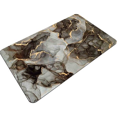 Tapis De Bain - En Terre Diatomée Marbrée - Absorbant Rapide - Ultra Plat Antidérapant - Lavable En Machine - Pour Douche Lavabo Toilettes - 40 x 60 cm (1/5)