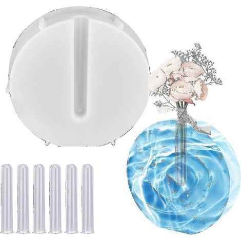 Moules en silicone pour vases, station de propagation de plantes en résine époxy avec 10 tubes à essai, hydroponie (1/4)