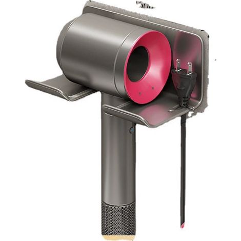 Supporto per asciugacapelli compatibile con gli asciugacapelli Dyson, in alluminio, da parete. Non richiede forature, ideale per bagni, saloni di parrucchieri e hotel. Colore grigio metallizzato. (1/3)