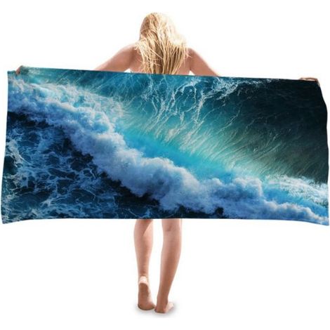 1 Serviette de plage, microfibre, séchage rapide, absorbante, 80 x 160 cm, pour sport nautique