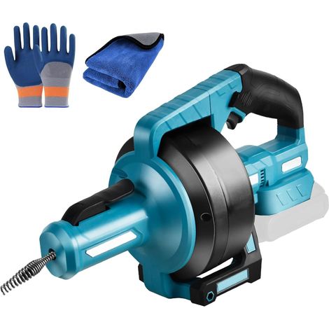 Battery Pipe Cleaning Machine for Makita Battery, Electric Pipe Cleaning Spiral Drain Cleaner for Diameter 20-75 mm Kitchen Bathroom Toilet Pipe Line with 7 m Automatic Retractable Steel Spiral Cable (1/5)