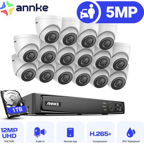 ANNKE 16CH Sistema de Videovigilancia NVR 16 Cámaras Inteligentes IR Visión Nocturna Cámara Exterior Kit de Videovigilancia Acceso Remoto 1TB (1/5)