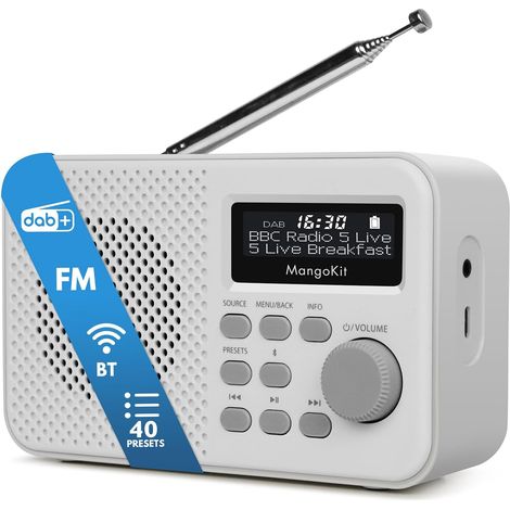 Radio Portable DAB+/FM et Enceinte Bluetooth MD2-Plus - Gris Pierre, Double Alarme et Fonctionne sur Secteur ou Piles (1/5)