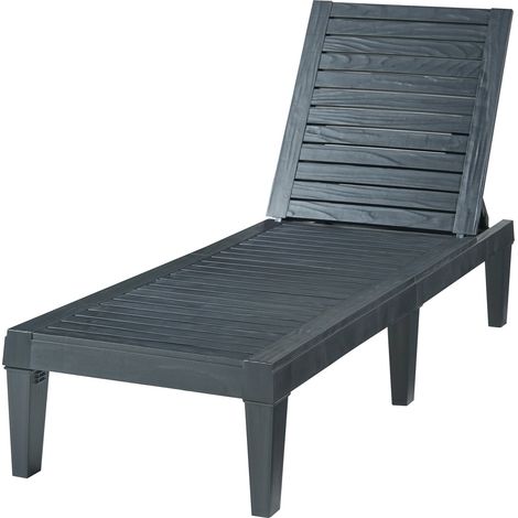 Chaise longue da giardino 172 x 58 x 74 cm nero strutturato 030009206