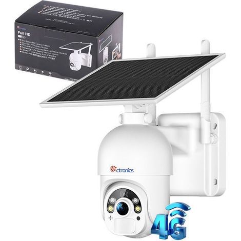 4G Caméra Surveillance Solaire 4MP Ctronics Batterie Panneau solaire 6W Vision Nocturne 25M Sirène Projecteurs Détection Humaine (1/5)