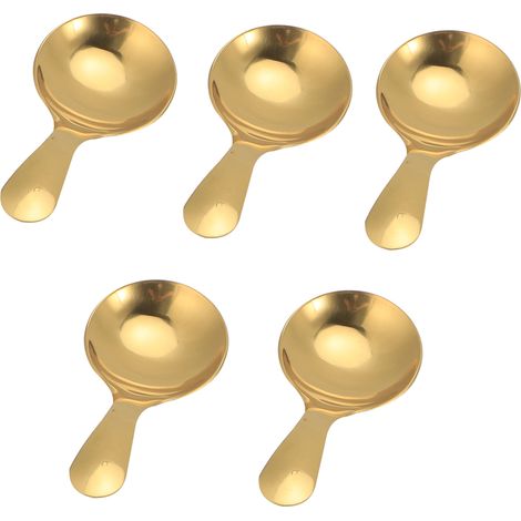 Lot de 5 cuillères à glace, cuillères à thé et dessert en acier inoxydable 304, ustensiles de cuisine dorés (1/5)