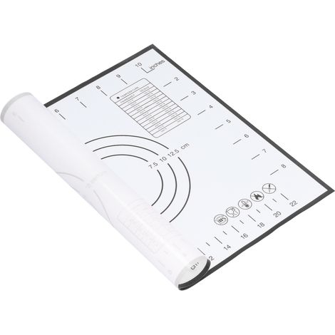 Tapis de Cuisson Silicone Anti-Dérapant Résistant à la Chaleur Plan de Travail Pâtisserie avec Graduations pour Cuisine Maison 29x26cm Noir (1/5)