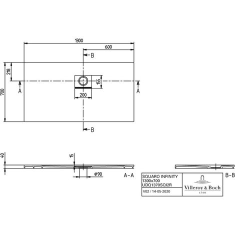 Villeroy & Boch UDQ1370SQI2RVAL DW Squaro Infinity 1200x1200x40mm