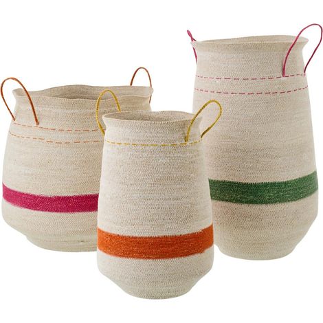 Lot de 3 Paniers en Jonc "Rory" 59cm Multicolore (1/3)
