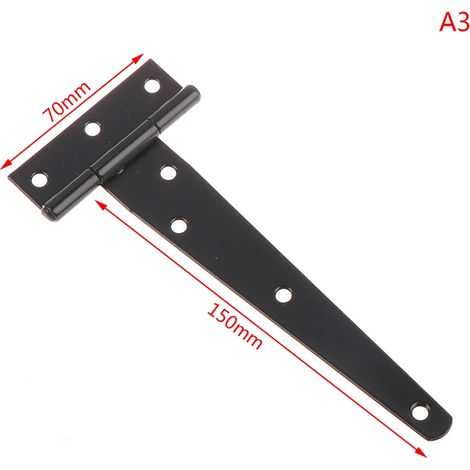 (A3) Quincaillerie pour charnières triangulaires en forme de T peintes en noir, pour portes et portails en bois, abris de jardin, armoires, etc. (1/5)