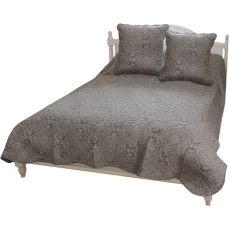 Couvre lit + taies 260 x 240 cm Arabesque gris (1/3)