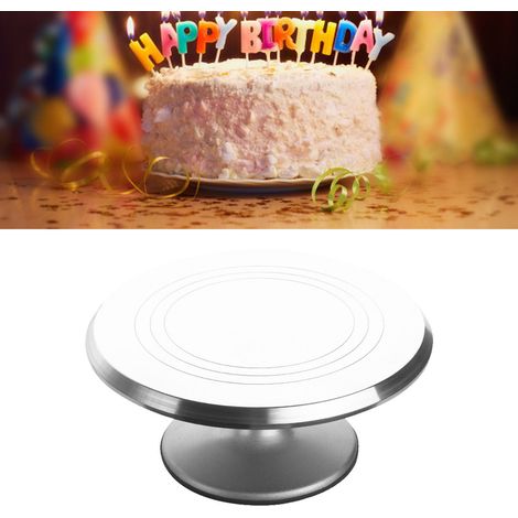 Présentoir à gâteaux rotatif en alliage d'aluminium blanc, idéal pour la décoration. (1/5)