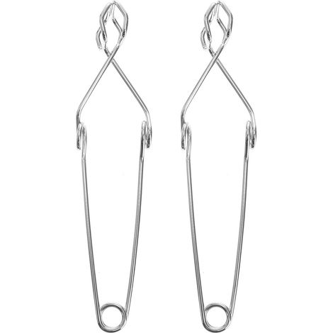 Pinces pour Tubes à Essai de Laboratoire en Acier Chromé Argenté, Lot de 2 Pièces, Portables et Protectrices des Mains, pour Écoles et Laboratoires (1/5)