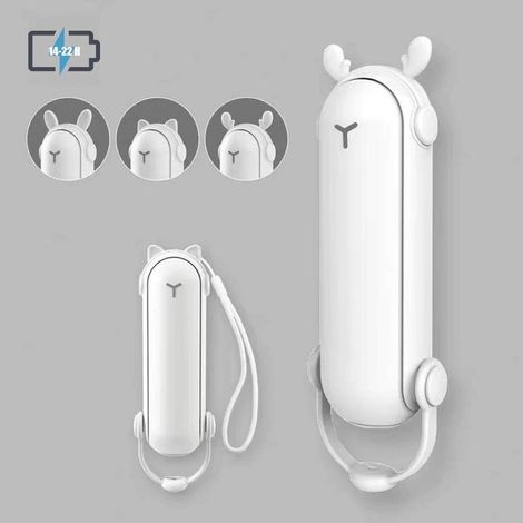 Mini USB Fan to Hand, Fan USB Rechargeable with 2 Speeds Adjustable, Portable Fan Mini Fan of Office, Including A Morceau aromatherapy (Mini Size, White)- (1/4)