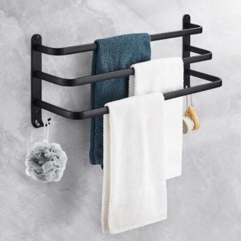 Aluminium Wall-Mounted Towel Rack, 3-Tier Bathroom Towel Rack with Hooks, Waterproof – for Bathroom, Kitchen, Bathroom (1/5)