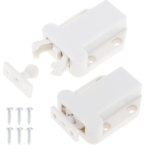 6Pcs Push to Open Touch Release Cabinet Latches Non-Magnetic Drawer Catches Cupboard Furniture Door Cabinet Touch Latch,White (1/4)