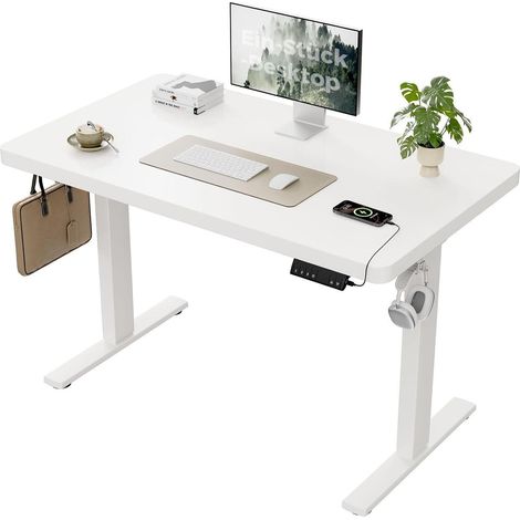 Schreibtisch höhenverstellbar 28mm Platte 2 Weiß 120 x 60 cm Pro (1/5)