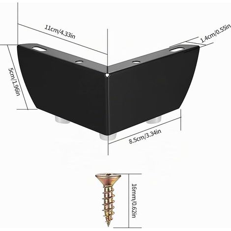 Furniture Legs, Furniture Legs, Table Legs, Cabinet Legs, Table Legs, Furniture Leg for Sofa Cupboards, Cupboards, Kitchen Cabinets, Black (1/4)