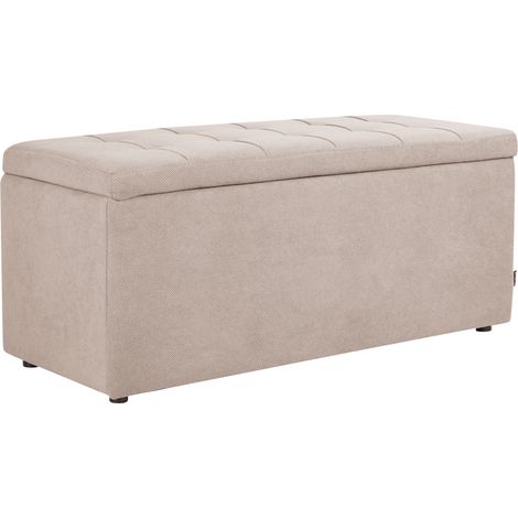 Otomana tapizada de tela moderna reposapiés rectangular poliéster beige Orem