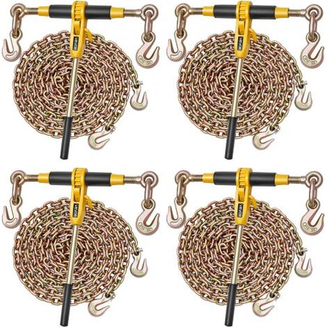 Ratschenspanner 3628 kg, Ratschenlastspanner, Spannzurrketten G80, Ratschen-Lastbinder, Spannketten-& Binder-Set, Zurrkettenbinder für Transport, Abschleppen, Holzfällerei (4er-Pack) (1/5)