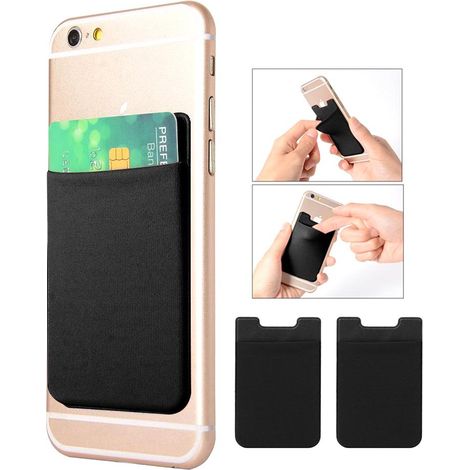 Lot de 2 porte-cartes/porte-cartes universels pour téléphone portable - Noir autocollant