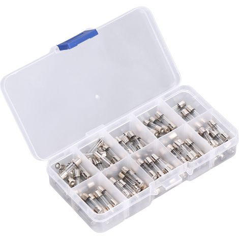 100 fusibles en verre, 0250V, 0,2A20A, 5x20mm, assortiment adapté aux voitures/jouets. (1/5)