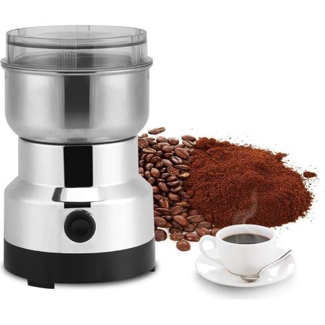 Moulin à Café électrique, Moulin à épices en Acier Inoxydable Moulin à Café avec Couteau à Mouche, Moulin Multifonctionnel pour Grains de Café, Noix, épices, Herbes, Céréales 100-200W EU220V