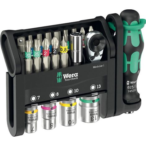 Wera – Coffret multi-outils 21 pièces – Embouts BiTorsion pour vis cruciformes, TORX® et hexagonales – Cliquet 1/4" – 5049000001