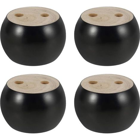 Lot de 4 pieds de meubles ronds en bois, 5 cm de hauteur, pour canapé, lit, fauteuil, armoire, avec vis et ruban adhésif (noir)