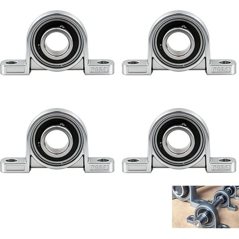 Lot de 4 Palier Roulement avec Support, Bloc à Roulement Alliage Zinc, Palier à Semelle pour KP004 20mm Arbre de Transmission, Pièce à Billes Bloc D’Oreiller pour Machine Industrielle, Imprimante 3D (1/5)