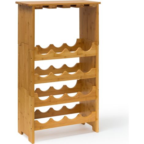 Elegante portabottiglie di vino stile rustico conservazione 90 x 30 x 80 cm in bambù naturale 130003086
