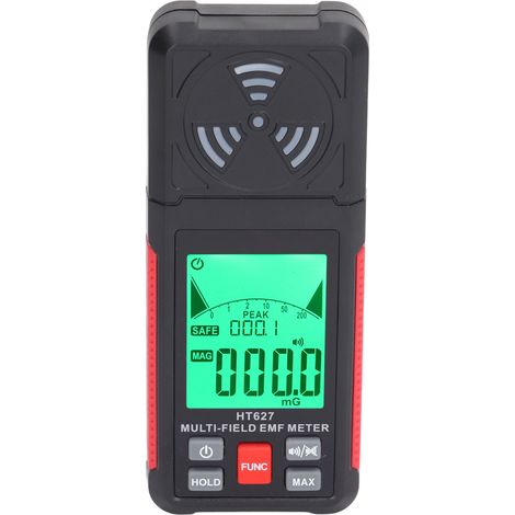 EMF-Detektor für elektromagnetische Strahlung mit Datenhaltefunktion, akustischem und optischem Alarm, tragbares Magnetfeldmessgerät (1/5)