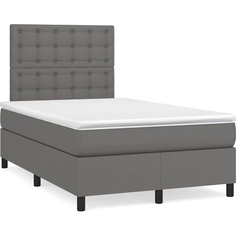 Sommier à lattes de lit matelas LED gris 120x190 cm similicuir vidaXL (1/5)