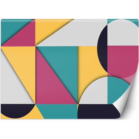Fototapete Geometrische Abstrakt Gelb Rosa Türkis 254x184 cm