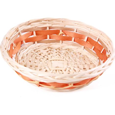 Cesto da confezionamento rotondo in vimini arancio, Ø30x9 cm (kit da 5)