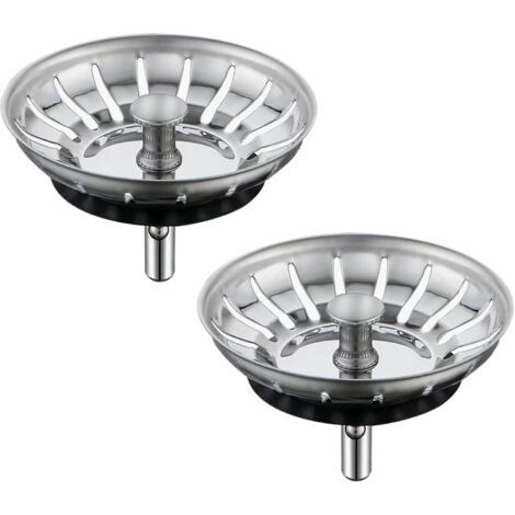 Juego de 2 coladores para fregadero de cocina - Tapón de desagüe para fregadero de cocina con cesta antiobstrucción - Tapón para fregadero de cocina (1/3)