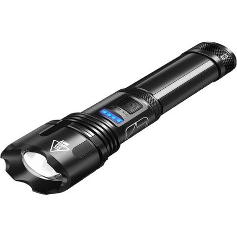 Lampe torche LED XHP50 à forte luminosité, rechargeable par USB, lampe de recherche d'urgence extérieure à longue portée avec zoom (sans batterie) (1/4)
